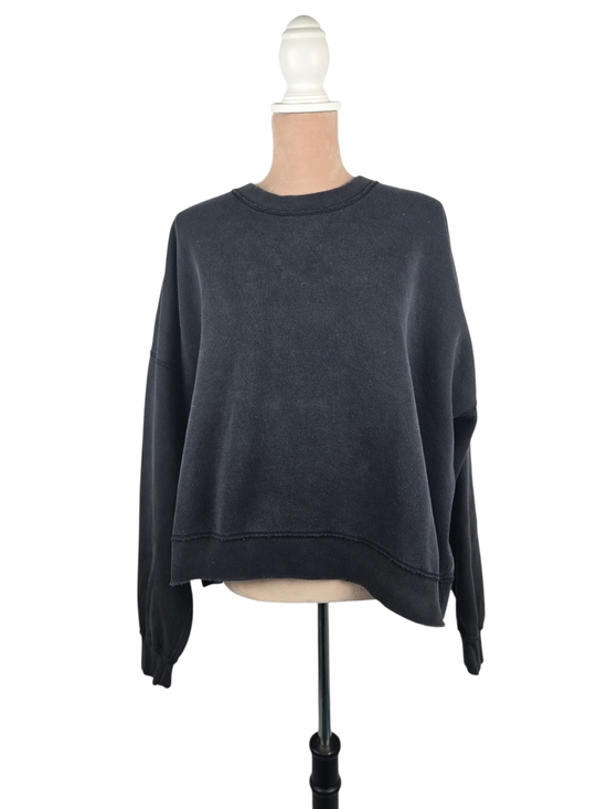 Abercrombie & Fitch Sweaters - Abercrombie & Fitch Cropped Distressed Sweatshirt Black XL